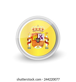 Vector rounded button icon of Coat of arms of Spain (state emblem, national emblem)
