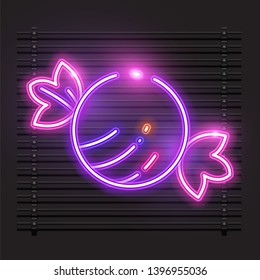 Vector of rounded candy from neon.