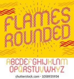 Vector rounded capital alphabet letters collection made with red infernal blaze