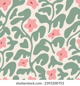 Vector rounded cute flower illustration seamless repeat pattern digital artwork