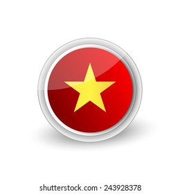 Vector rounded flag button icon of Vietnam