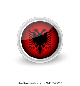 Vector rounded flag button icon of Albania