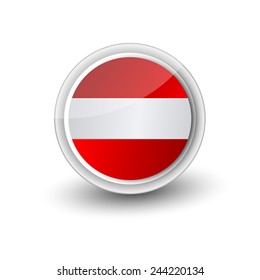 Vector rounded flag button icon of Austria
