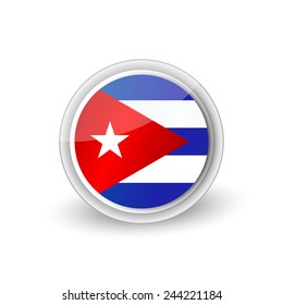 Vector rounded flag button icon of Cuba