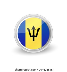 Vector rounded flag button icon of Barbados
