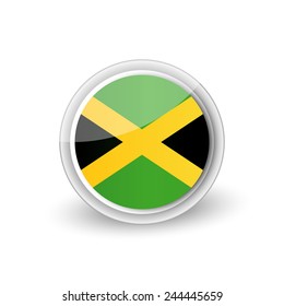 Vector rounded flag button icon of Jamaica