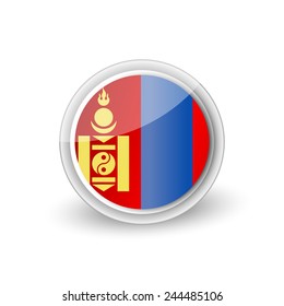 Vector rounded flag button icon of Mongolia