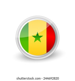Vector rounded flag button icon of Senegal