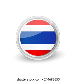 Vector rounded flag button icon of Thailand