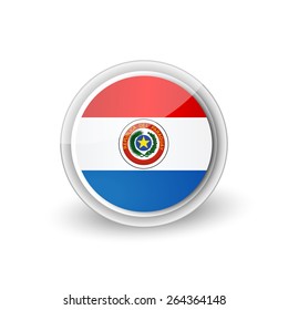 Vector rounded flag button icon of Paraguay