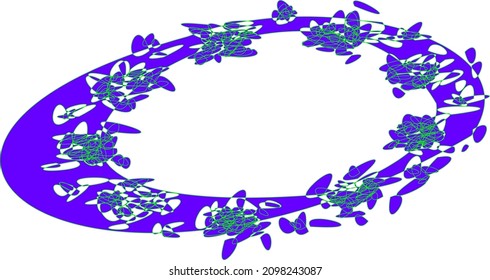 Vector rounded frame based on a toroidal distorted mandala. Imitation of doodles. Ability to change to any size without loss of quality.