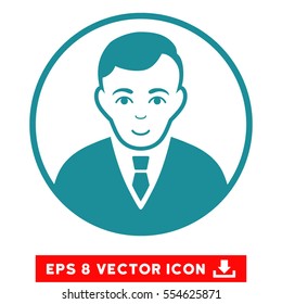 Vector Rounded Gentleman EPS vector pictogram. Illustration style is flat iconic soft blue symbol on a transparent background.