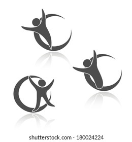 Vector rounded human icons, sign of body, fitness symbols