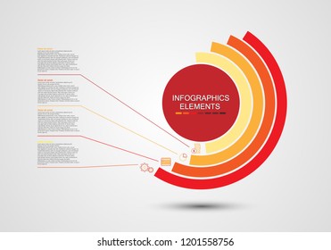 Vector  rounded infographic with four business icons  and more place for  text