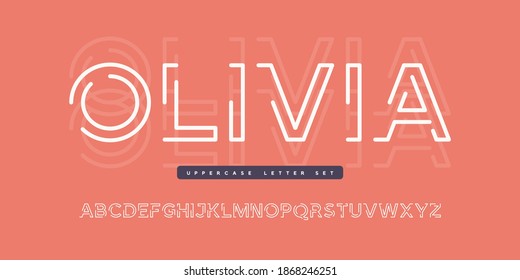 Vector rounded linear sans uppercase letter set, alphabet, typography.