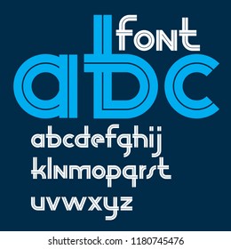 Vector rounded lower case alphabet letters collection with white lines, can be used for logo creation in public relations business.