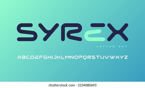 Vector rounded sans serif font, uppercase letter set, alphabet, typography.