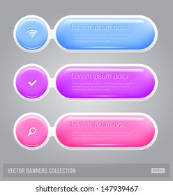 Vector rounded soft glossy plastic banners