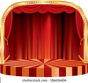 Vector Rounded Stage Red Curtain Stock Vector (Royalty Free) 186636404 ...