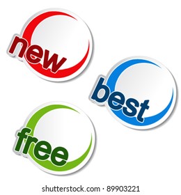 Vector rounded stickers - new, best, free