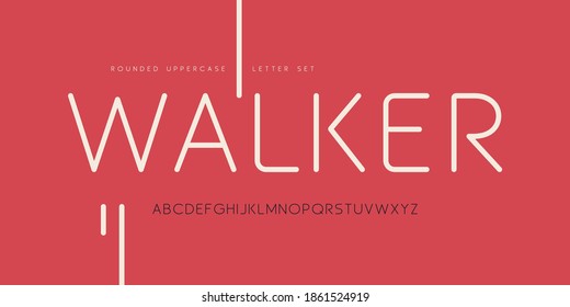 Vector rounded thin sans uppercase letter set, alphabet, typography.