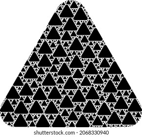 Vector rounded triangle fractal is created from randomized fractal rounded triangle items. Fractal combination for rounded triangle.
