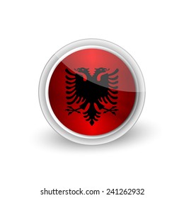 Vector rounded waving flag button icon of Albania