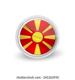 Vector rounded waving flag button icon of Macedonia