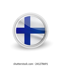 Vector rounded waving flag button icon of Finland