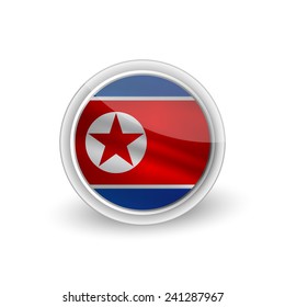 Vector rounded waving flag button icon of North Korea