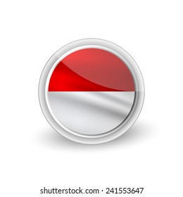 Vector rounded waving flag button icon of Monaco
