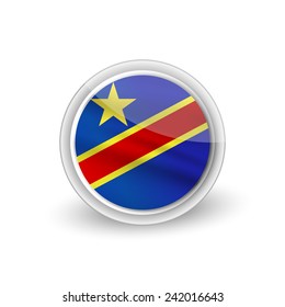 Vector rounded waving flag button icon of Democratic republic of the Congo
