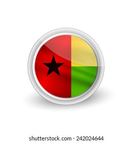 Vector rounded waving flag button icon of Guinea-Bissau