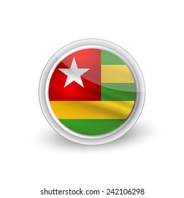 Vector rounded waving flag button icon of Togo