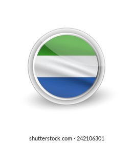 Vector rounded waving flag button icon of Sierra Leone