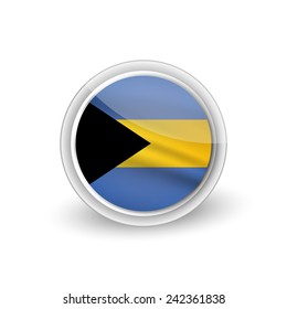 Vector rounded waving flag button icon of Bahamas