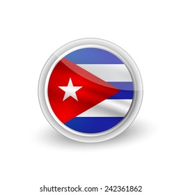 Vector rounded waving flag button icon of Cuba