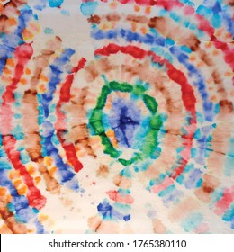 Vector Rounds. Circle Tie Dye Swirl. Spiral Dyed Bokeh. Rainbow Brush Circle. Hippie Multicolor Print. Traditional Circle Tie Dye. Multi Round Background. Dirty Stripe Pattern.  Old Roll Background