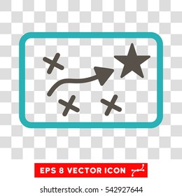 Vector Route Plan EPS vector pictogram. Illustration style is flat iconic bicolor grey and cyan symbol on a transparent background.