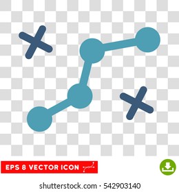 Vector Route Points EPS vector pictogram. Illustration style is flat iconic bicolor cyan and blue symbol on a transparent background.