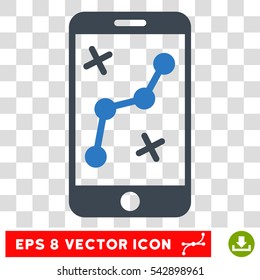 Vector Route Smartphone EPS vector icon. Illustration style is flat iconic bicolor smooth blue symbol on a transparent background.
