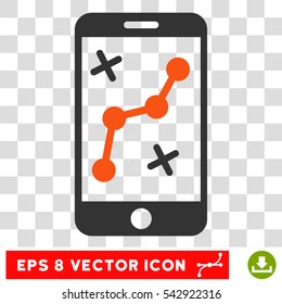 Vector Route Smartphone EPS vector pictograph. Illustration style is flat iconic bicolor orange and gray symbol on a transparent background.