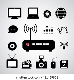  vector router and technology icon set 