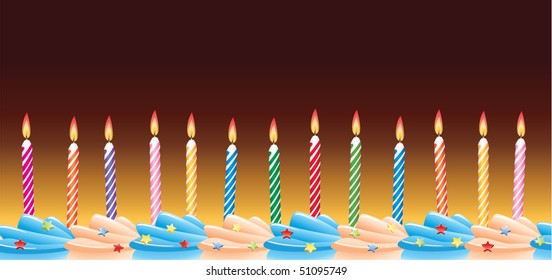 vector row of birthday candles on cake