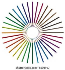Vector - Rows of colorful and bright color pencils.