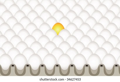 vector rows of eggs with one egg which is golden