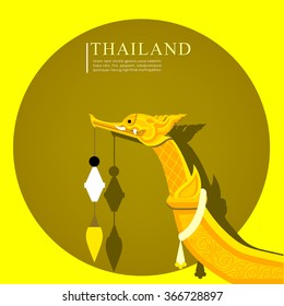 Vector of The Royal Barge Suphannahong on River, Landmark of Thailand Background
