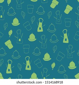 Vector royal blue cute and fun chef tools seamless pattern background