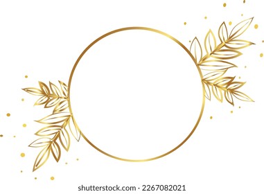 vector royal circle frame with golden leaf.Royal circle frame with golden leave 