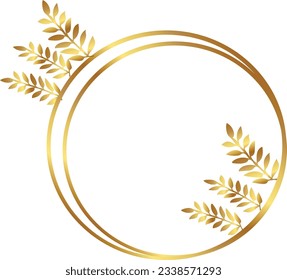 marco de círculo real vectorial con hojas doradas
